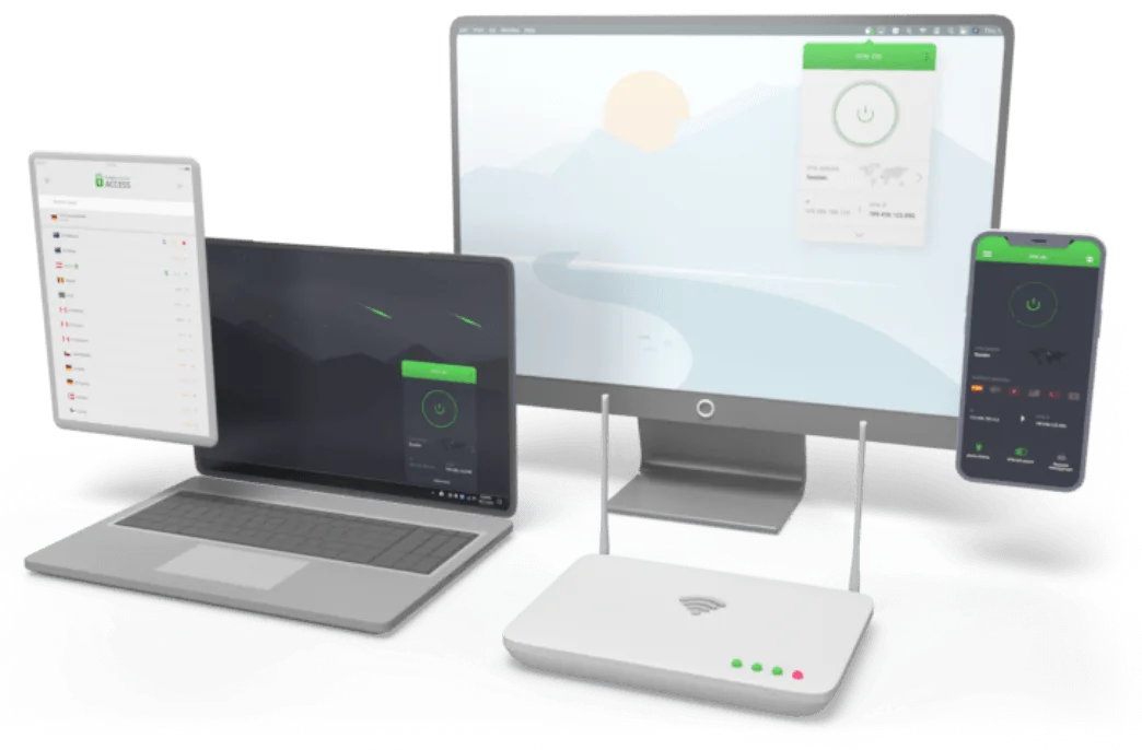 Private Internet Access apps on desktop, tablet, and phone